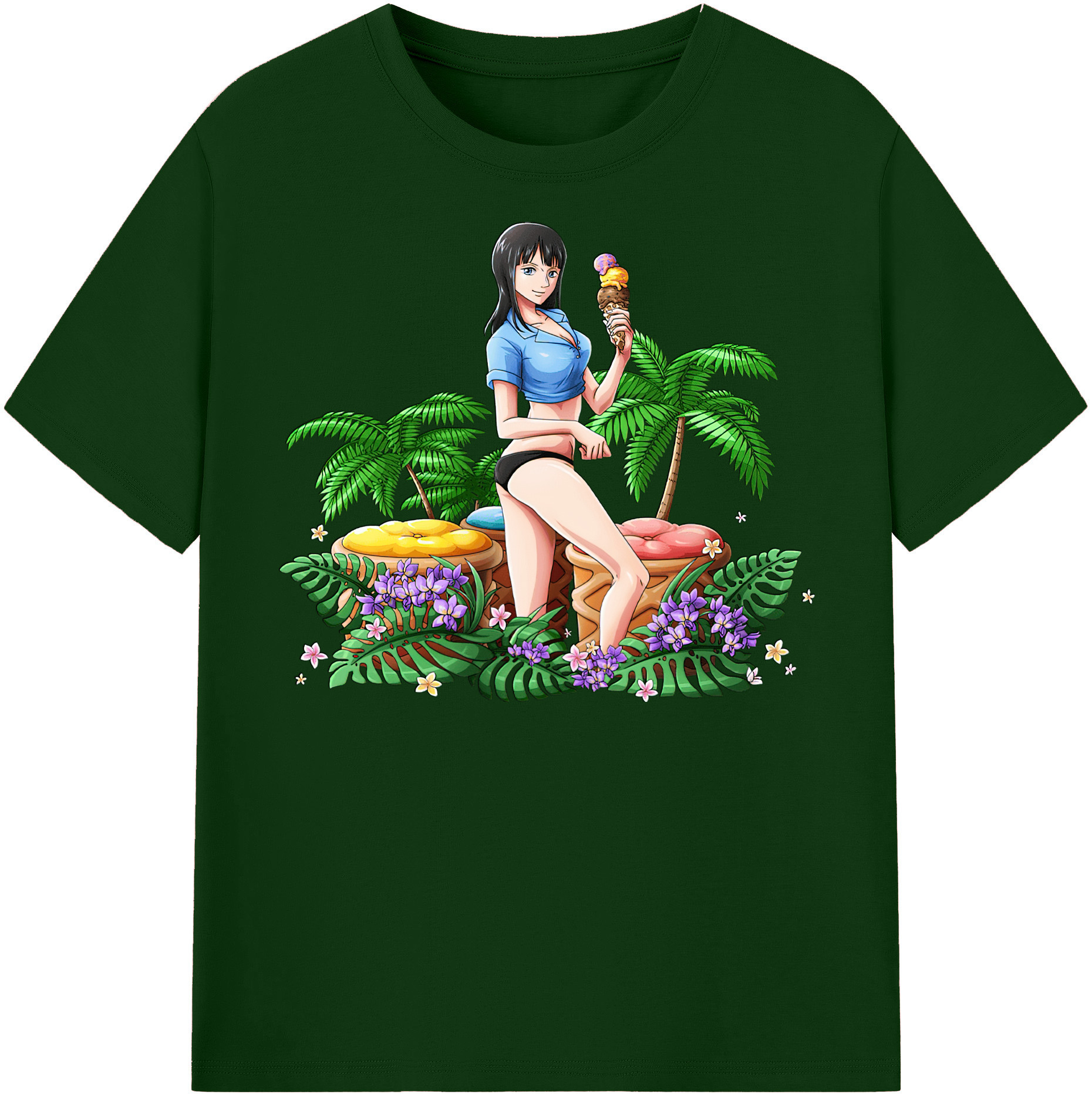 ワンピース ニコ・ロビン ONE PIECE Nico Robin 綿100％半袖Tシャツ（フロントプリント）